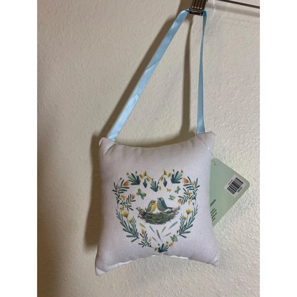 NWT “Bless Our Nest” 6” Pillow Decor Eggs Easter Spring Summer Decor Love Birds